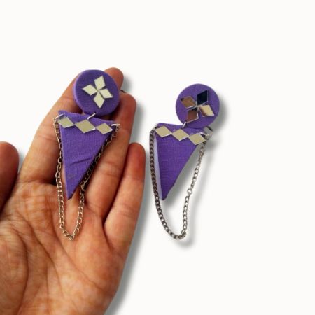 Purple Mirror Long Chain Earrings For Women